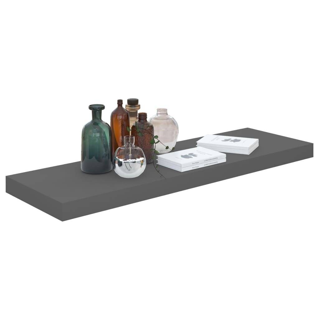 Scaffali a Parete 4 pz Grigio Lucido 80x23,5x3,8 cm in MDF-2