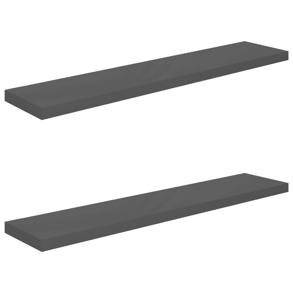 Scaffali a Parete 2 pz Grigio Lucido 120x23,5x3,8 cm in MDF-1