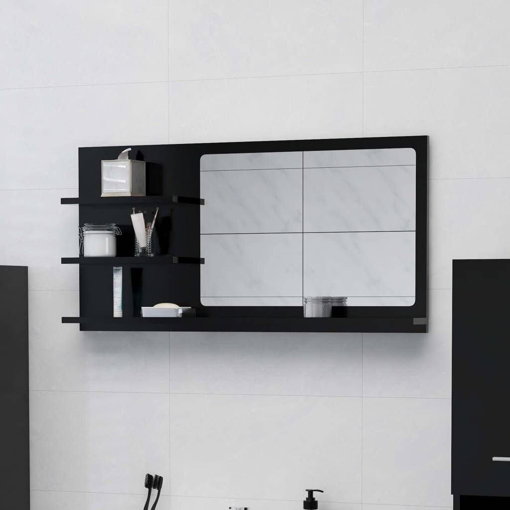 Specchio da Bagno Nero 90x10,5x45 cm in Legno Multistrato-0