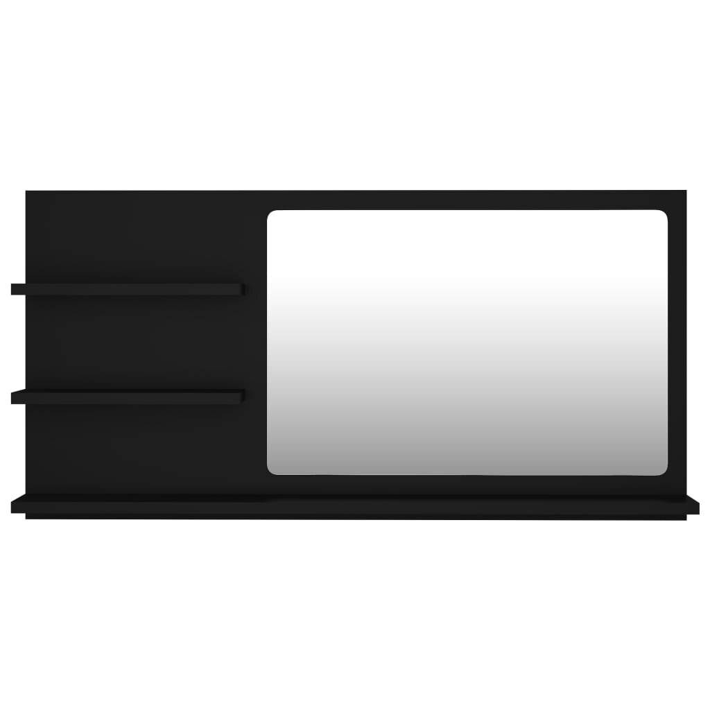 Specchio da Bagno Nero 90x10,5x45 cm in Legno Multistrato-4
