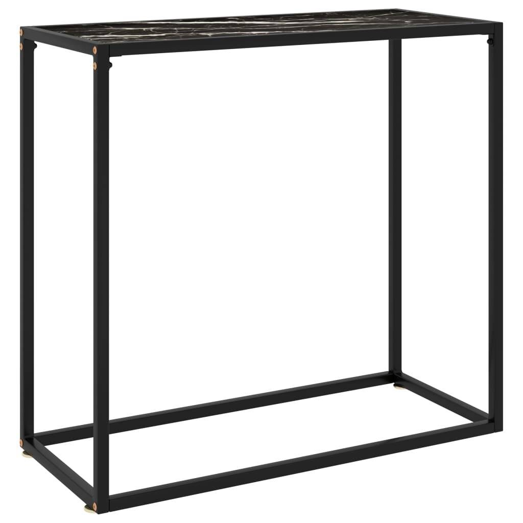 Tavolo Consolle Nero 80x35x75 cm in Vetro Temperato-0
