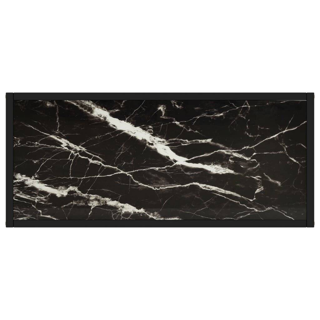 Tavolo Consolle Nero 80x35x75 cm in Vetro Temperato-3
