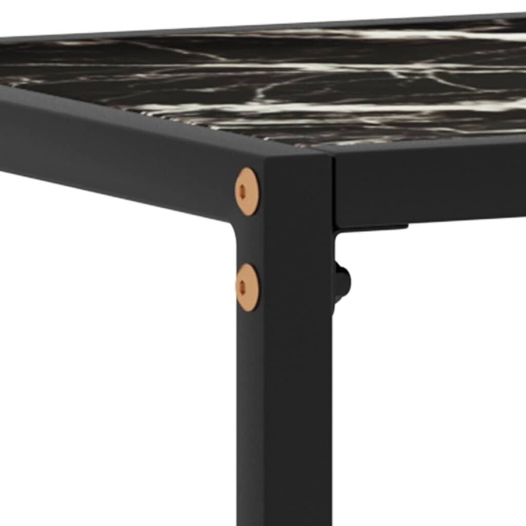Tavolo Consolle Nero 80x35x75 cm in Vetro Temperato-4