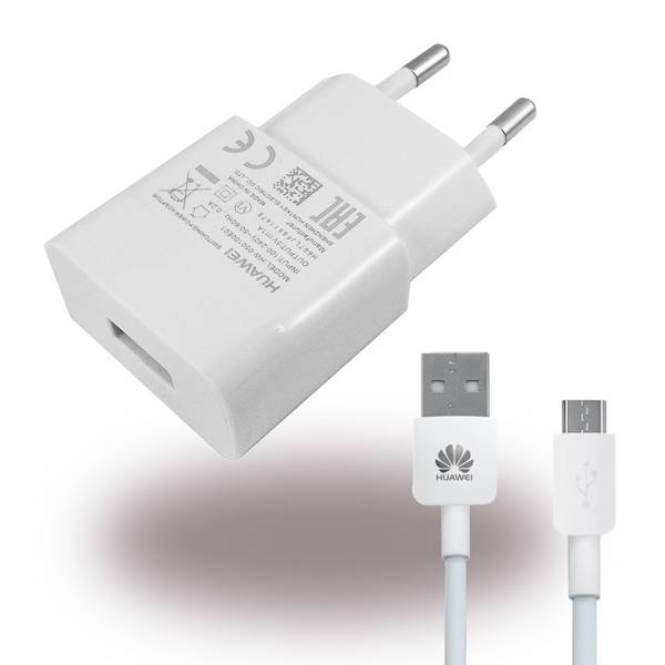 Huawei - HW-050100E01 - Netzteil / Ladegerät / Adapter + Ladekabel - USB - 1000mAh - Weiss (HW-050100E01)