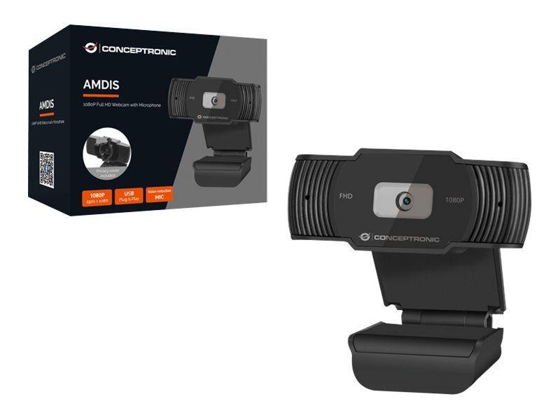 Conceptronic AMDIS 1080P FHD webcam 1920 x 1080 Pixel USB 2.0 Nero
