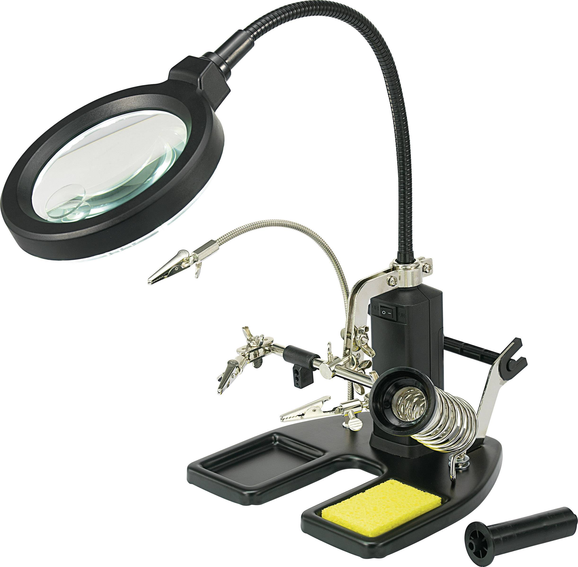 TOOLCRAFT 826054 Terza mano con lampada d'ingrandimento a LED Ingrandimenti=2 x, 4 x Classe efficienza energetica 2021 n-0