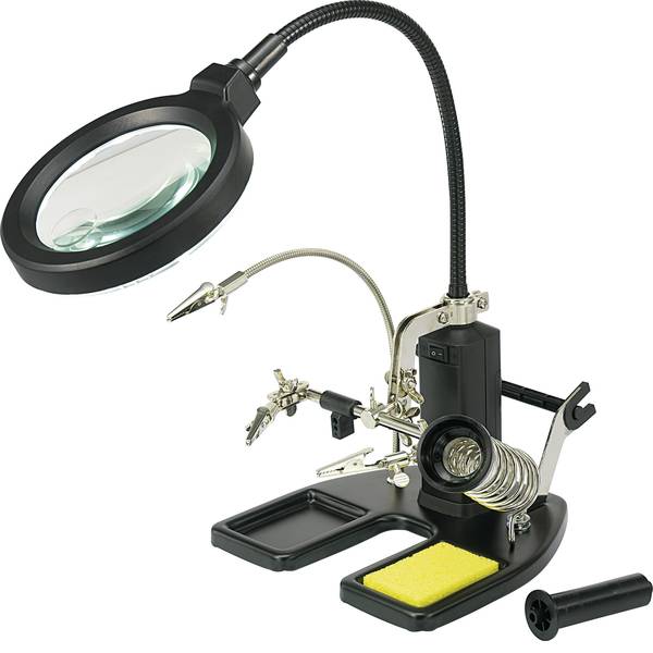 Lampade tecniche e lenti da laboratorio - Terza mano con lampada dingrandimento a LED TOOLCRAFT - Lampade tecniche e lenti da laboratorio - Terza mano con lampada dingrandimento a LED TOOLCRAFT -