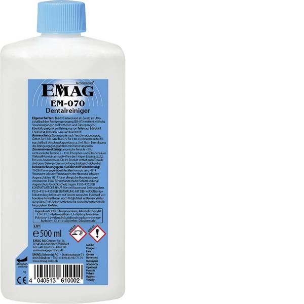 Lavatrici ad ultrasuoni - Emag EM070 Concentrato detergente zona dentale 500 ml - Lavatrici ad ultrasuoni - Emag EM070 Concentrato detergente zona dentale 500 ml -