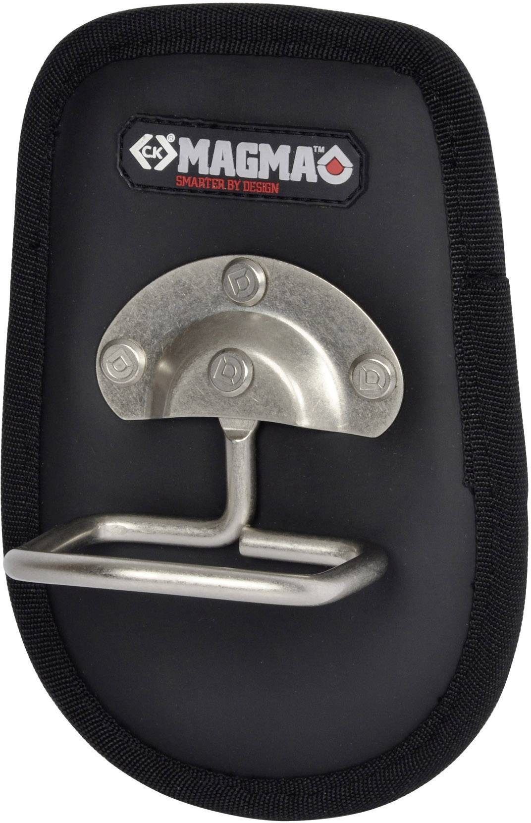 Un supporto per martello metallico con bordo nero di 'CK Magma', munito del logo e dello slogan 'Smarter by Design'.
