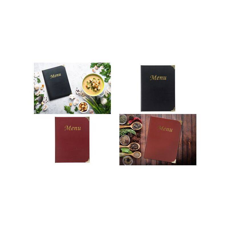 PORTA MENU' A4-31,5x24cm NERO in PVC BASIC con 4+2 BUSTE FISSE-0