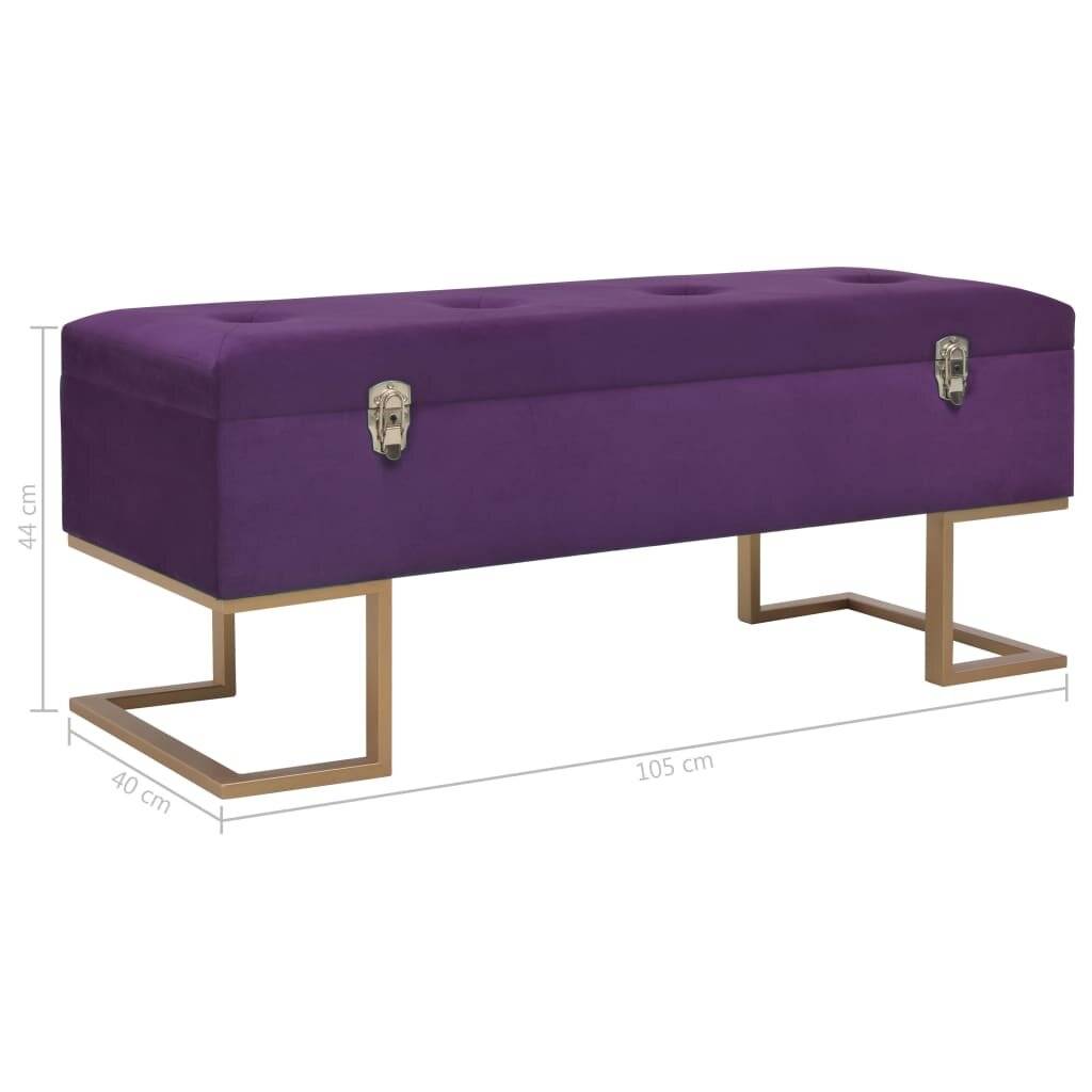 Panca con Vano Portaoggetti 105 cm Viola in Velluto-6