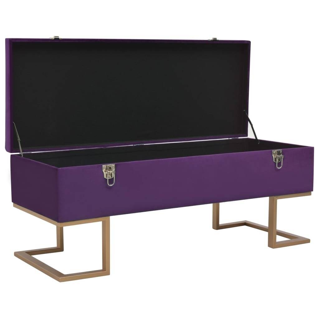 Panca con Vano Portaoggetti 105 cm Viola in Velluto-1