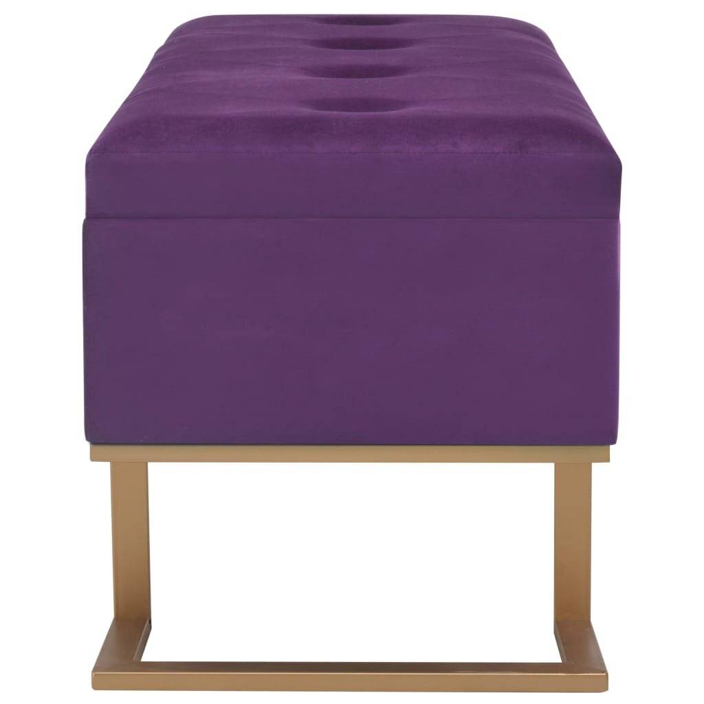 Panca con Vano Portaoggetti 105 cm Viola in Velluto-3