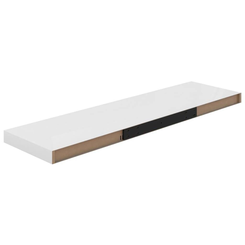 Scaffali a Parete 2 pz Bianco Lucido 90x23,5x3,8 cm in MDF-6