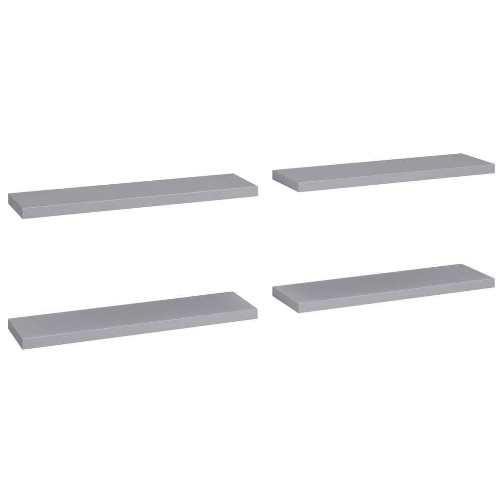 Scaffali a Parete 4 pz Grigi 90x23,5x3,8 cm in MDF-1