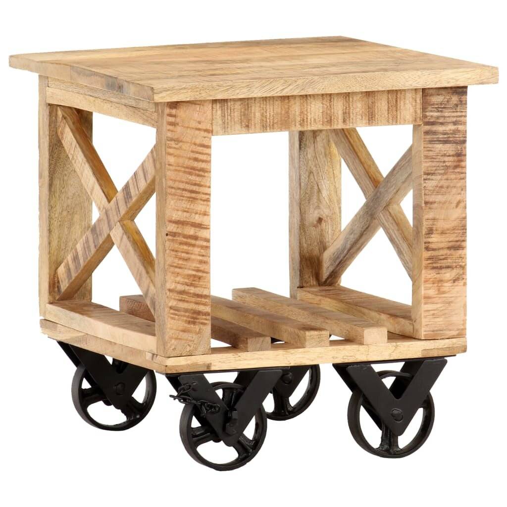 Immagine simbolo per Tavolino Laterale con Ruote 40x40x42cm in Legno di Mango Grezzo