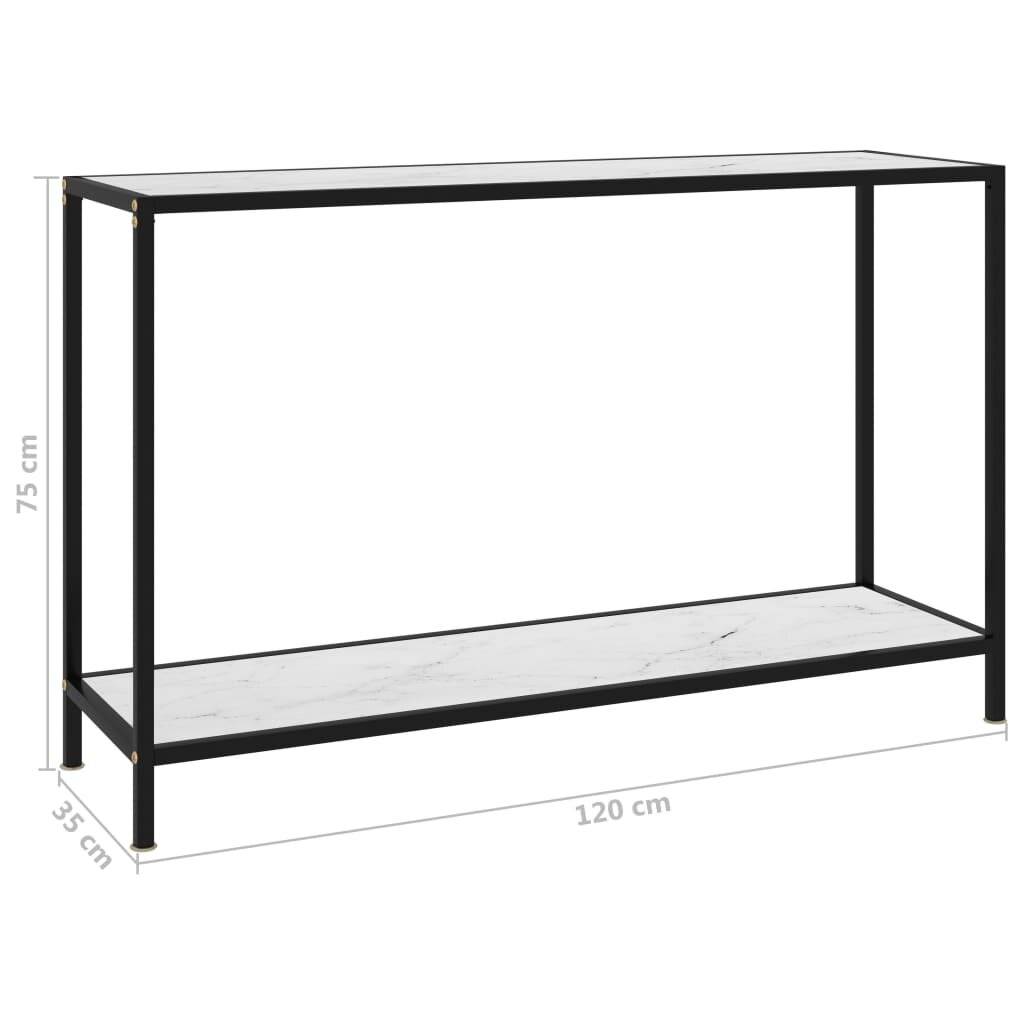 Tavolo Consolle Bianco 120x35x75 cm in Vetro Temperato-5