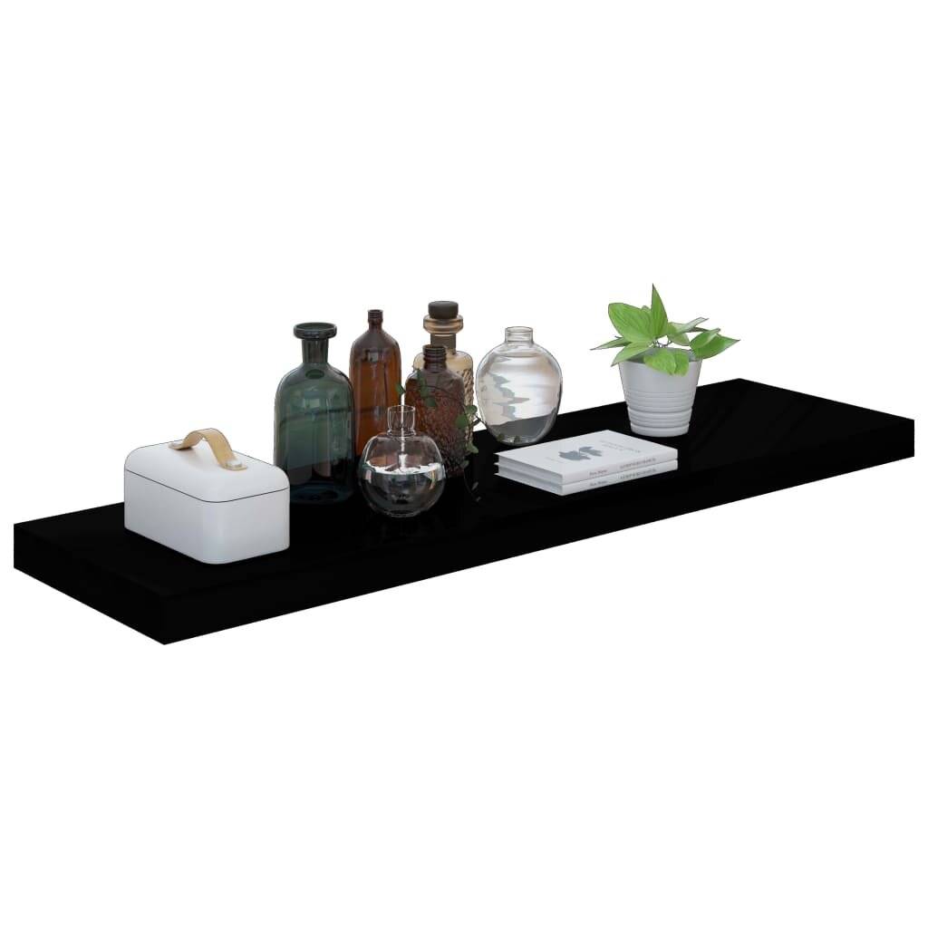 Scaffali a Parete 4 pz Nero Lucido 90x23,5x3,8 cm in MDF-2