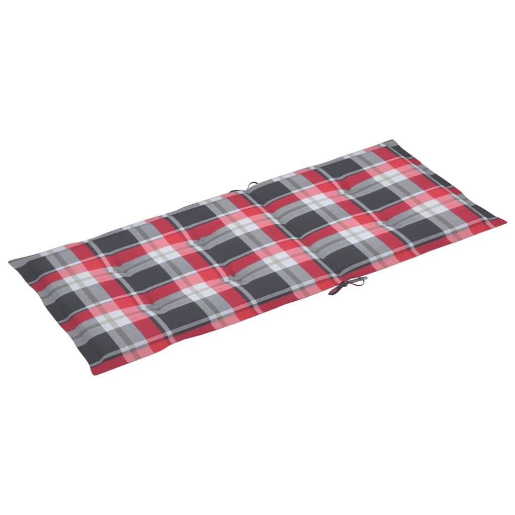 Cuscini per Sedie 4 pz Rossi a Quadri 120x50x3 cm in Tessuto-2