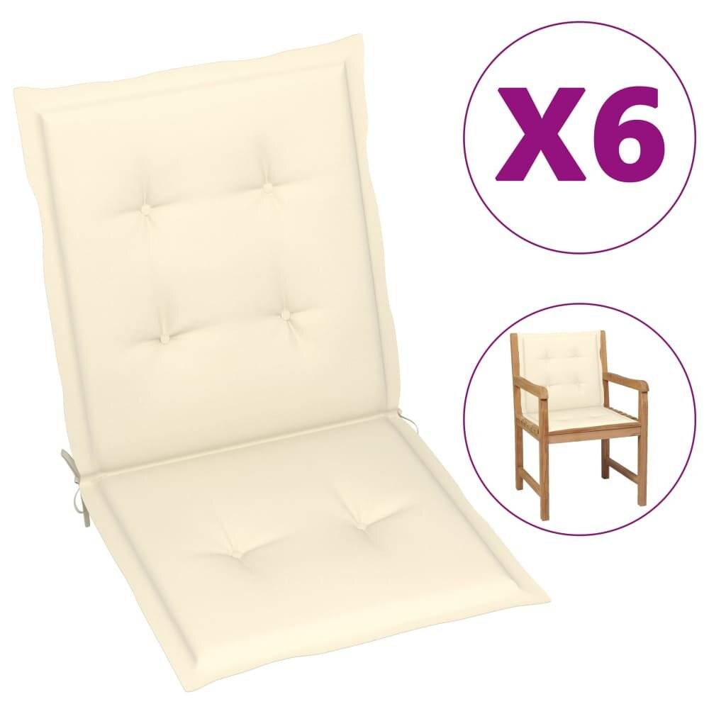 Cuscini per Sedia 6 pz Crema 100x50x3 cm in Tessuto Oxford-0