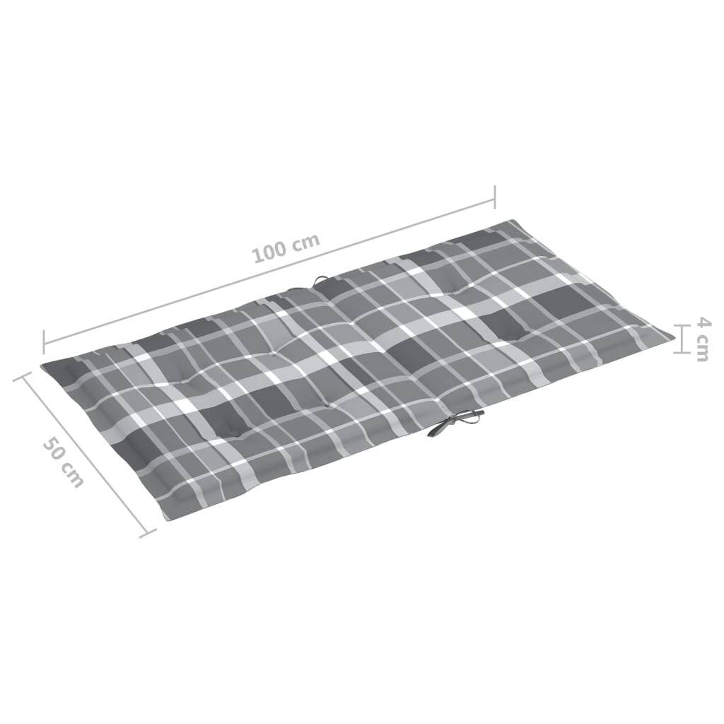 Cuscini per Sedia 4 pz a Quadri Grigi 100x50x3cm Tessuto Oxford-5