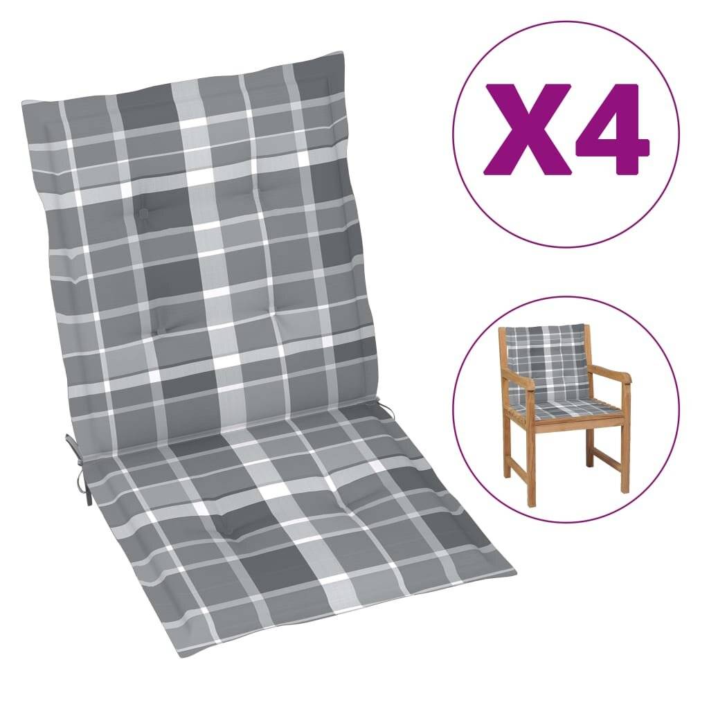 Cuscini per Sedia 4 pz a Quadri Grigi 100x50x3cm Tessuto Oxford-0