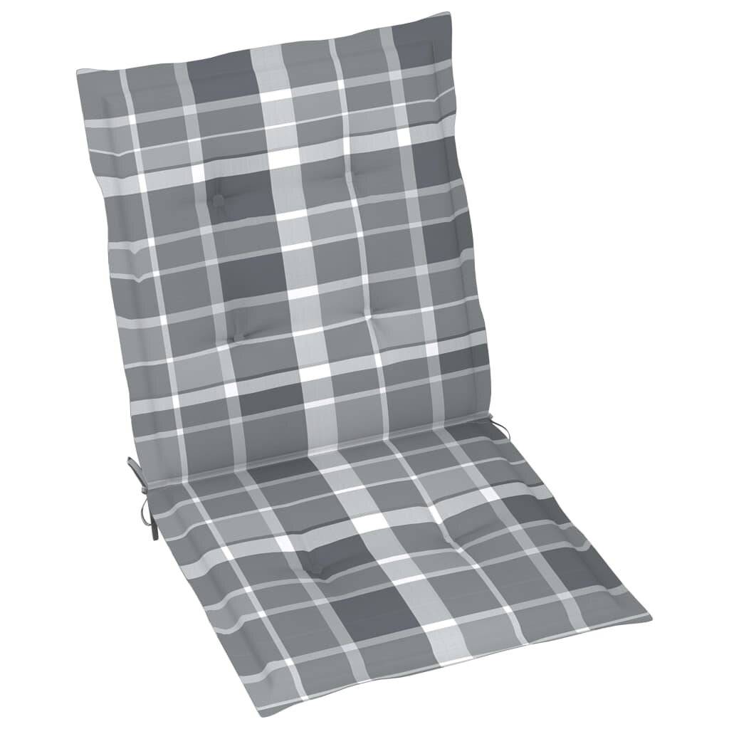 Cuscini per Sedia 4 pz a Quadri Grigi 100x50x3cm Tessuto Oxford-1