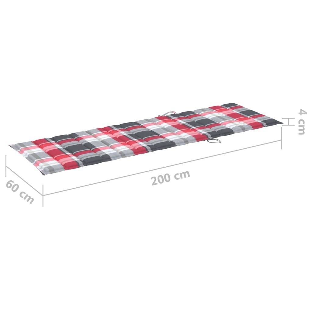 Cuscino per Lettino a Quadri Rossi 200x60x3 cm Tessuto Oxford-5