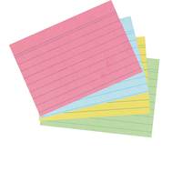 herlitz Karteikarten - DIN A6 - liniert - farbig sortiert aus Papier - 170 g/qm - holzfrei - Linienfarbe: blau - doppelt-0