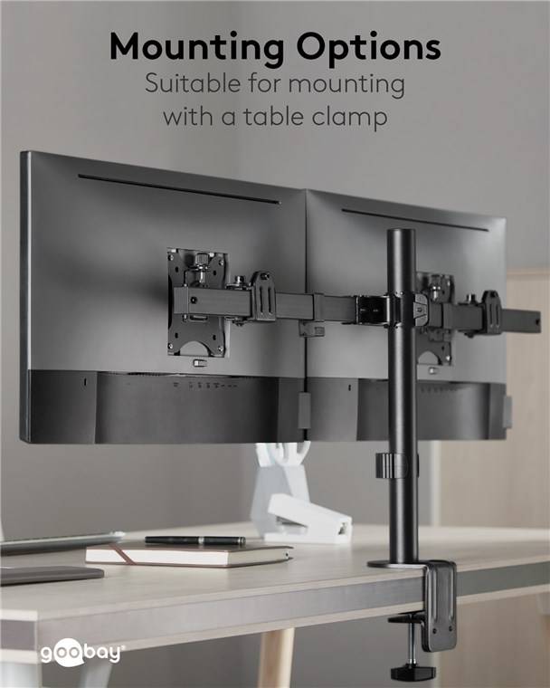 Supporto per monitor doppio Goobay Fix - supporto per monitor per 2 monitor tra 17 e 32 pollici (43-81 cm) fino a 9 kg-4