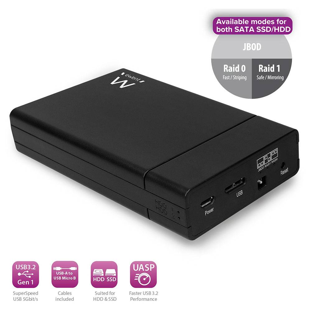 EWENT BOX HARD DISK 2,5" 2 BAY USB 3.0 EW7043-1