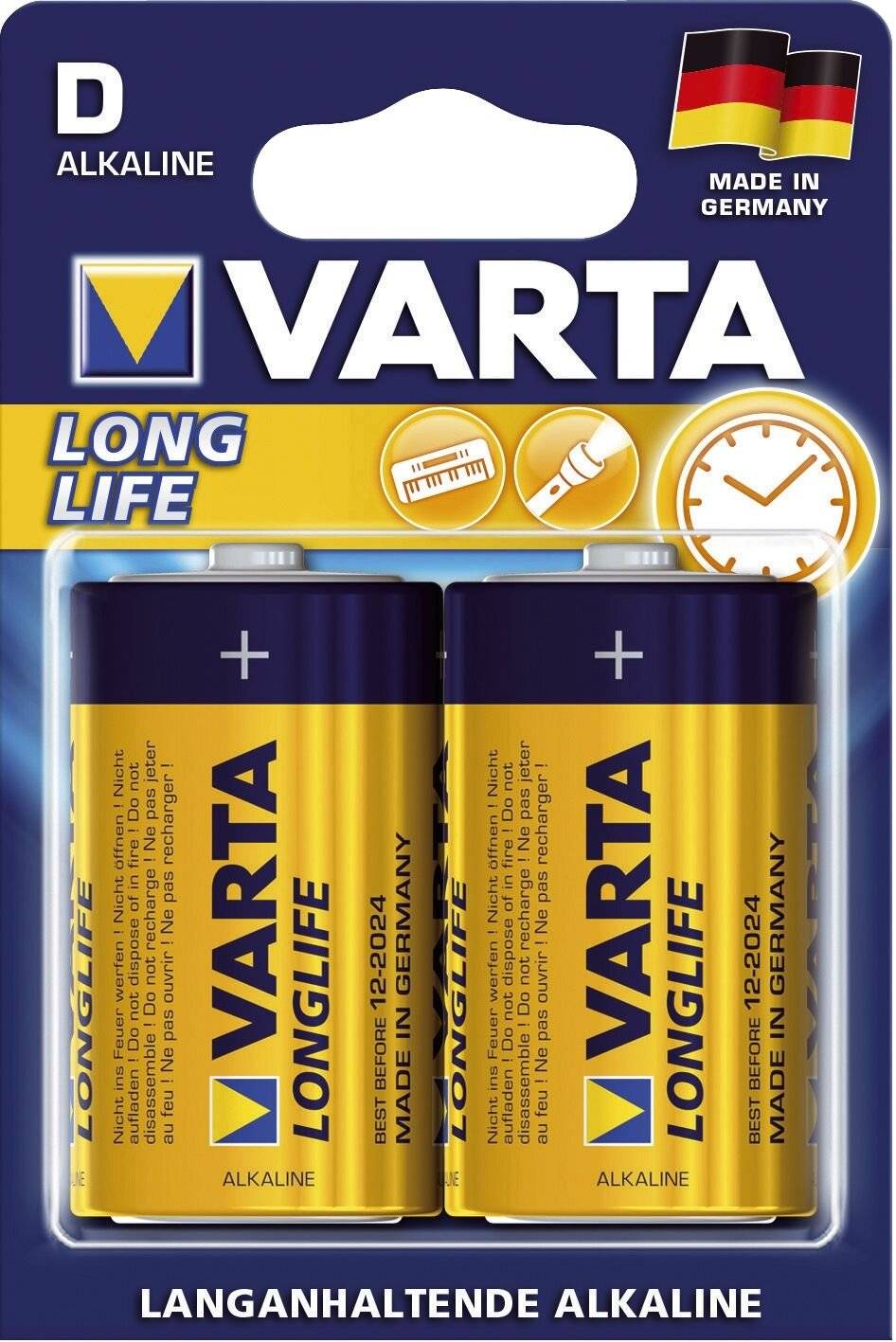 Batteria Varta alcalina, mono, D, LR20, 1,5 V a lunga durata, confezione in alluminio (confezione da 4)-2