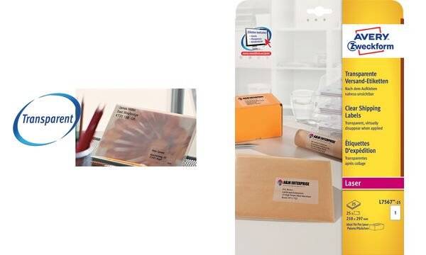 AVERY Nutzform Etichette di spedizione Etichetta di spedizione Transp.210x297 210,0 x 297,0 mm Trasparente-0