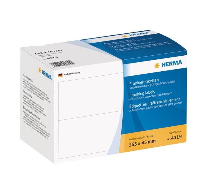 HERMA Franking labels - Selbstklebende Papieretiketten - weiß - 163 x 45 mm - 1000 Etikett(en) (500 Bogen x 2) (4319)-7