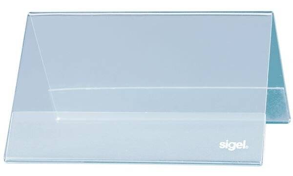 sigel Tischaufsteller, Hartplastik, 100 x 60 mm, Dachform glasklar, beidseitige Präsentation (TA136)-4