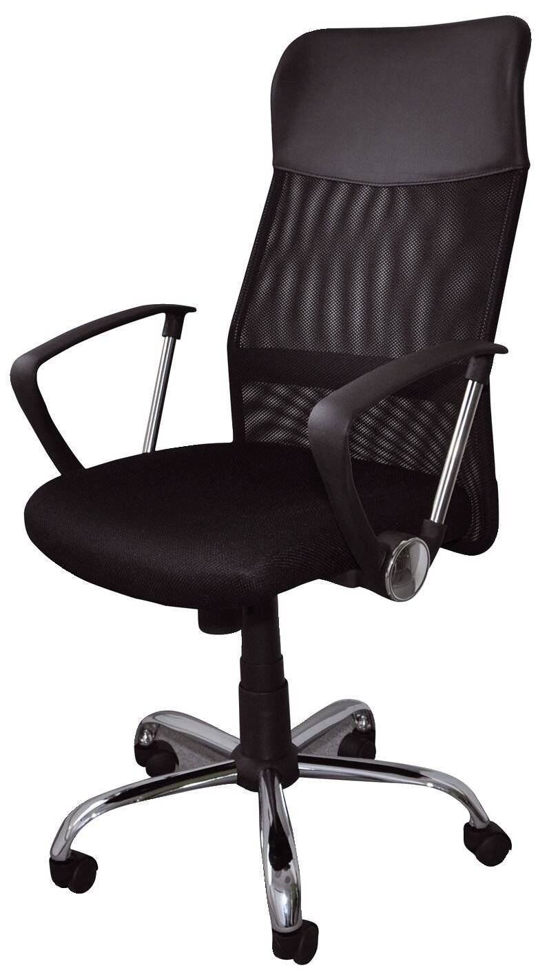 Seduta semi-direzionale nera in rete e pelle con braccioli Office Products Corfu - 23023331-05-2