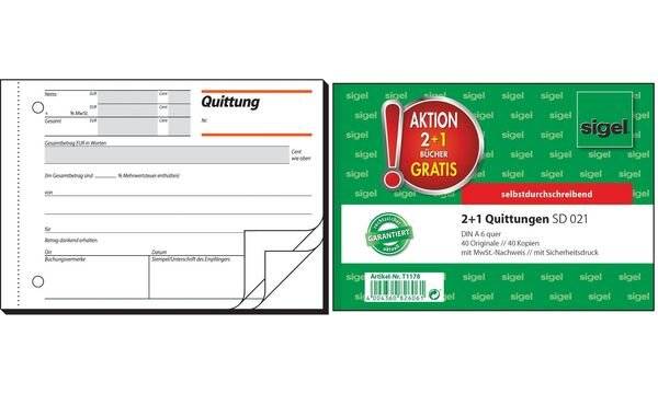 sigel Formularbuch "Quittung", 2 + 1 Aktion - für den Markt: D - 1 Stück (T1178)-2