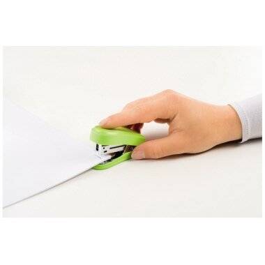 Novus Mini Compact Stapler - Fine fino a 12 follie - Ferma chiusa e aperta - Include base da 320 punti - colore verde-1