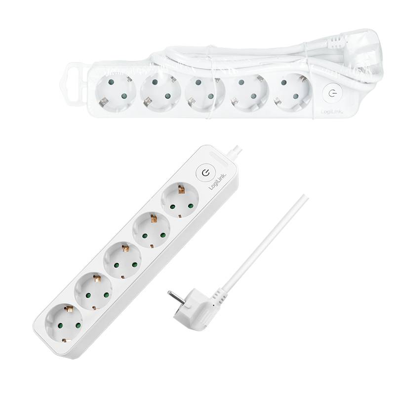 Presa multipla LogiLink - CA 250 V - 3680 watt - ingresso, ingresso alimentatore - connessioni in uscita: 5 (5 prese CEE-3