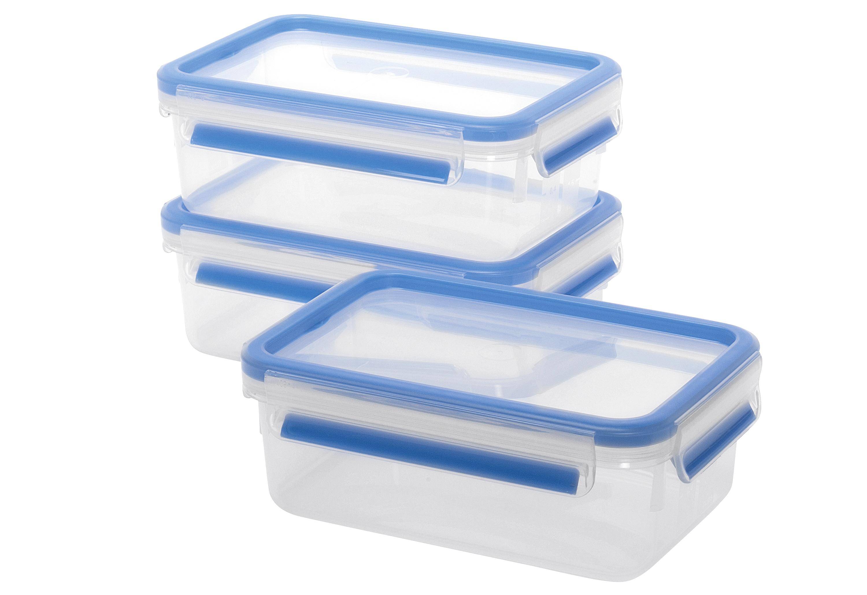 EMSA 508558 recipiente per cibo Rettangolare Scatola 1 L Blu, Trasparente 3 pz-2