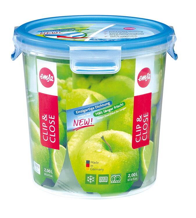 emsa Frischhaltedose CLIP & CLOSE, 2,00 Liter, transparent transportsicherer Clipverschluss, einzigartige Dichtung, - 1-1