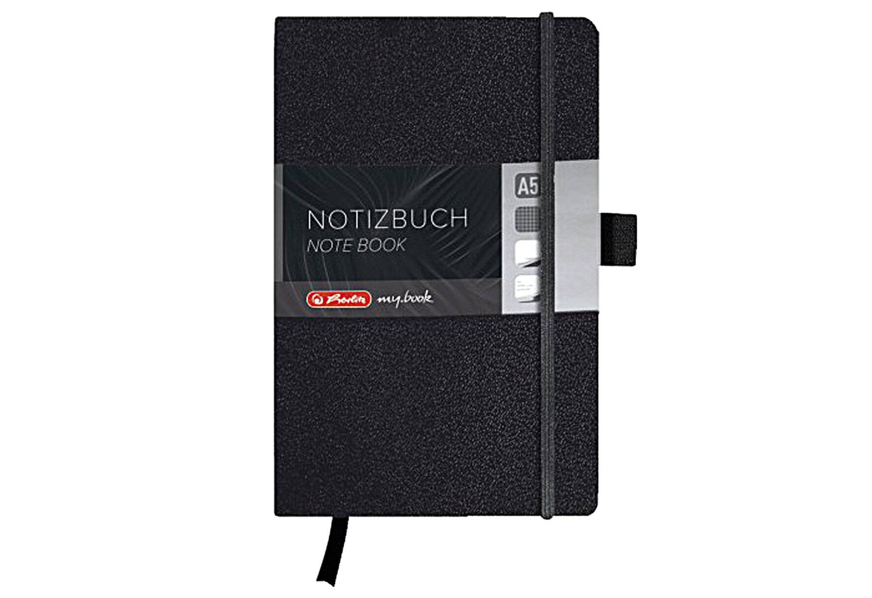 Collezione classica di Herlitz Notebook A6 96 Foglio 80 G-SQM senza legno a scacchi copertura in pelle sintetica nero (1-1