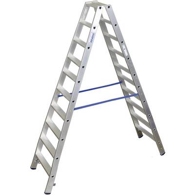 Scala in alluminio a otto gradini su entrambi i lati, robusta e autoportante, ideale per lavori di pittura e montaggio in ambienti interni.
