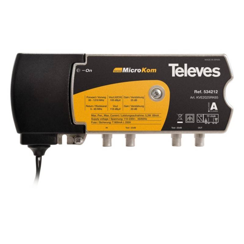 Televes KVE2025RK65 BK-Verstärker 20/25dB m.RK 5-65MHz 20dB (534212)-1
