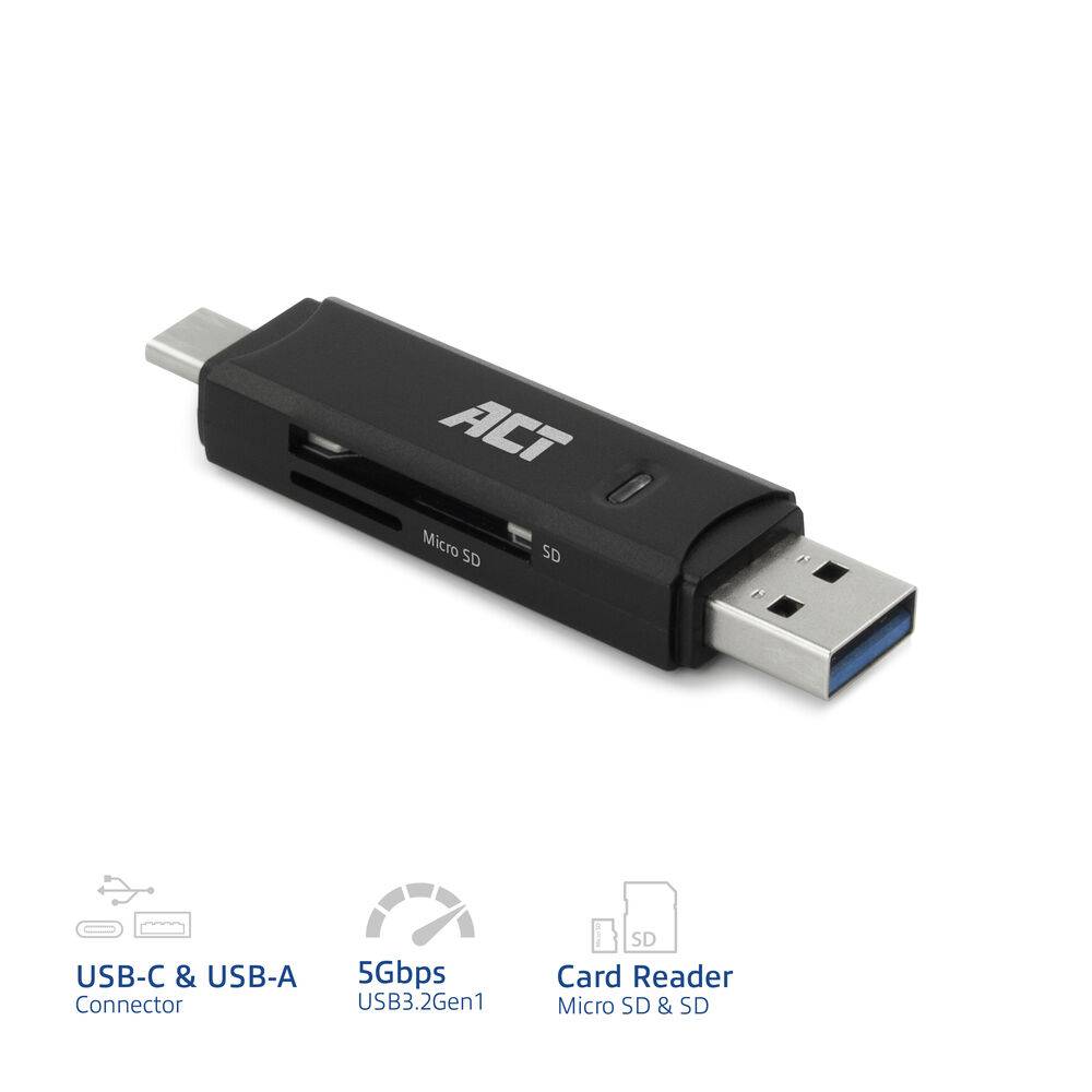 ACT AC6375 heugenkaartlezer USB 3.2 Gen 1 (3.1 Gen 1) Nero-1