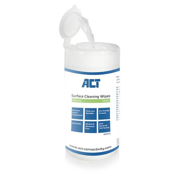 ACT AC9515 kit di pulizia per computer LCD/LED/Plasma, telefono cellulare/smartphone, tablet PC Doekjes voor apparatuurr