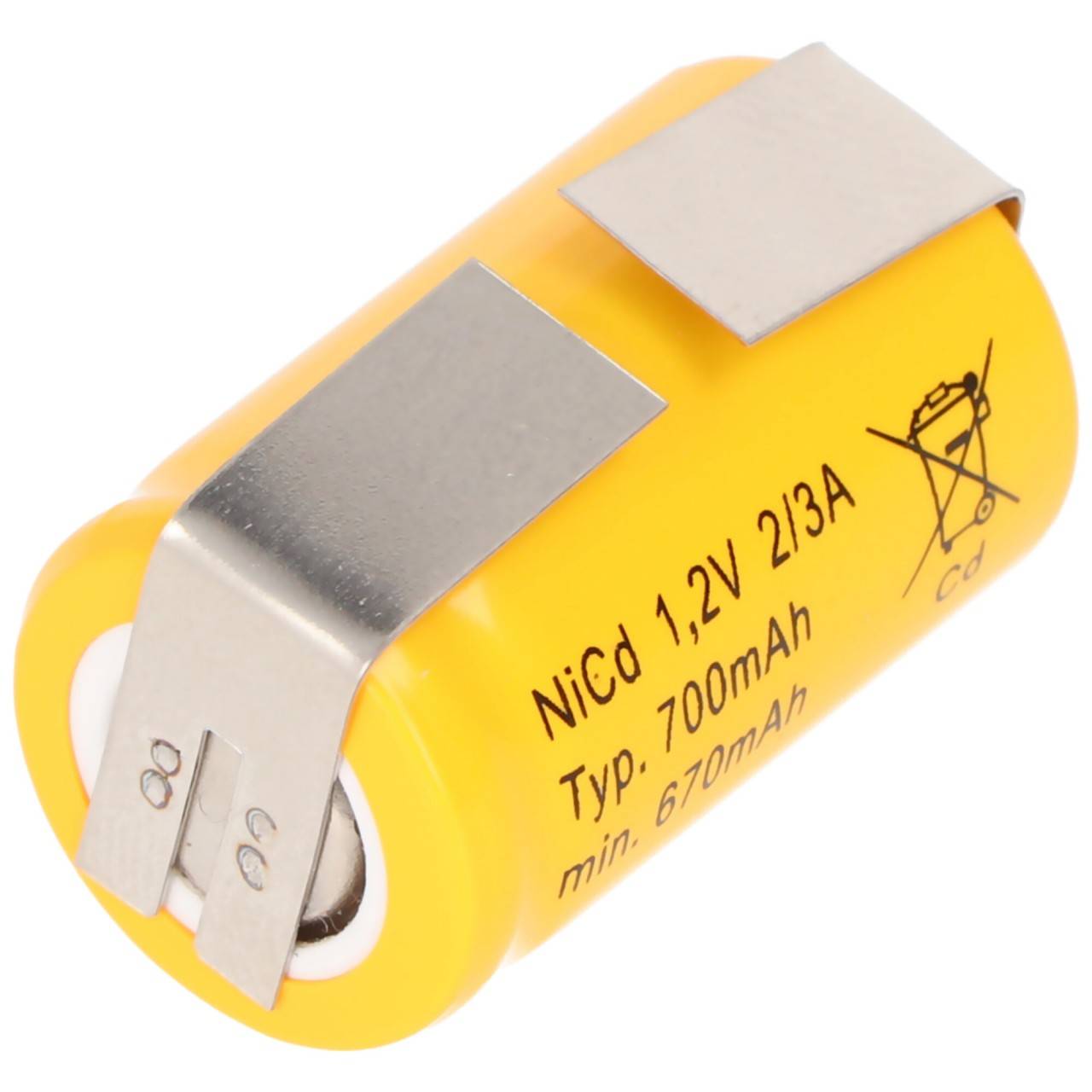 Batteria di ricambio KR-600AE Batteria 2/3 A Cadnica NICD con capicorda a saldare a forma di U (non originale Sanyo)-1