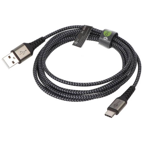 Cavo tessile da USB-C a USB-A con spinotti in metallo, cavo di collegamento extra robusto per dispositivi con...