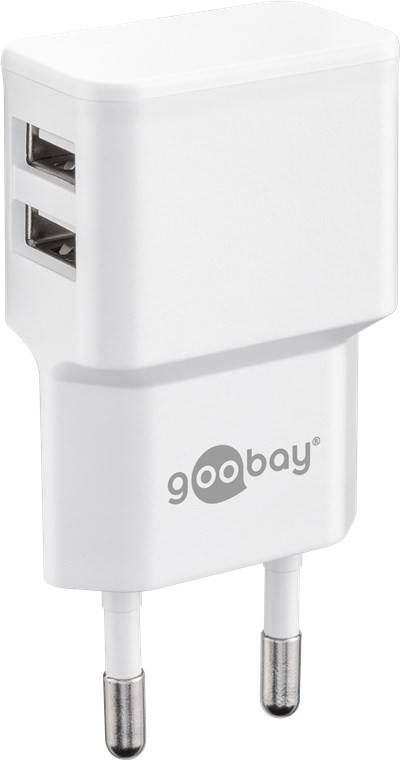 Caricabatterie doppio USB 2,4 A, 2 uscite USB, bianco-0