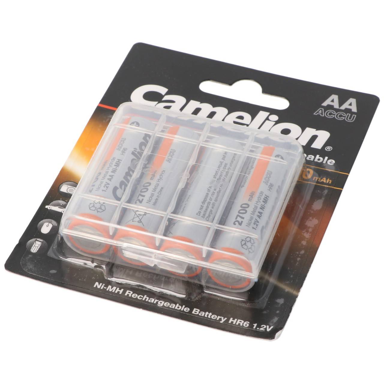 Batteria AA, Mignon LR6, HR6, NiMH fino a 2700mAh in blister da 4, dimensioni 50,5x14,1mm-1